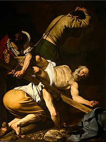 The Crucifixion of Saint Peter (1601) by Caravaggio Martirio di San Pietro September 2015-1a.jpg