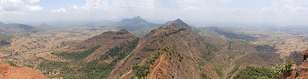 Panorama of the Western Ghats during the dry season