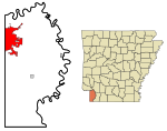 Miller County Arkansas Incorporated and Unincorporated areas Texarkana Highlighted.svg