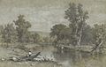 Milton, New York, charcoal, white wash, and gouache over graphite on grey paper, c. 1856, Yale University Art Gallery