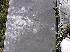 Grave of his grandfather, Nathan Cooper (1725–1797), at Chester Cemetery