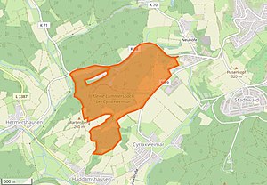 Naturschutzgebiet Kleine Lummersbach bei Cyriaxweimar OpenstreetMap.JPG