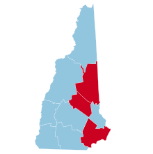 County Flips:
Democratic
Hold
Republican
Gain from Democratic New Hampshire County Flips 2012.svg