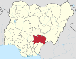 Местоположение штата Бенуэ в Нигерии 