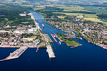 The locks Between Wik and Holtenau at the mouth of the Kiel Canal