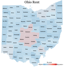 1 bedroom rent by county in Ohio (2021)

$2,000+

$1,000

~$500 Ohio Rent.webp