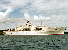 Oriana, the last Orient Line ship, in Tonga in 1985 Oriana Tonga 1985.jpg