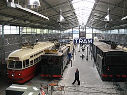 In the museum - from left to right, 10409 "PCC", A.9073 and HL303 Overzicht museum Asvi.JPG