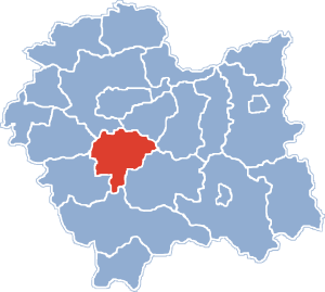 Poviat de Myslenice en el mapa