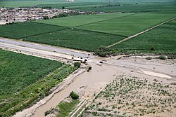 Flood damage to the Panamericana near Chiclín