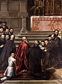 Palma il Giovane - Pasquale Cicogna en la Iglesia de los Crociferi recibe noticias de su elección para el Dogeship - WGA16899.jpg