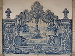 Azulejo im Kreuzgang des Klosters São Vicente de Fora (Lissabon, Portugal), mit einer Szene nach einem Druck von Jean Le Pautre, 1730-1735, unbekannter Architekt[81]