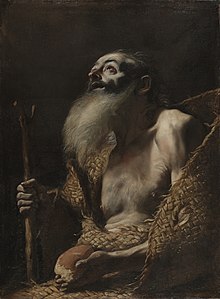 Representation of Paul of Thebes, known in the Catholic and Coptic Church as the first saint to live a secluded life PaulHermitPretiMattia Preti's St. Paul the Hermit - Cleveland Museum of Art.jpg