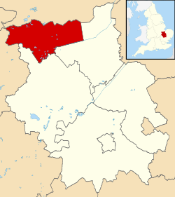 Peterboroughin sijainti Englannissa ja Cambridgeshiressä.