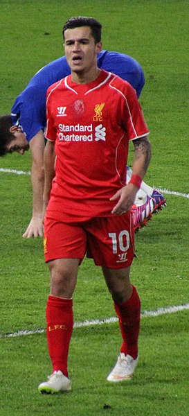 Coutinho playing for Liverpool in 2015