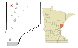 Lokasi kota Denham hanya Pine County, Minnesota