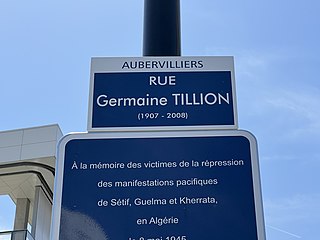 Germaine Tillion kaleko plaka, Aubervilliers