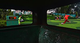 Playing soccer under the fly over