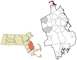 Plymouth County Massachusetts incorporated and unincorporated areas Hull highlighted.svg