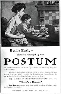 Postum roasted-grain beverage popular as a coffee substitute