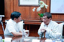 Marcos and former President Rodrigo Duterte during the latter's visit in Malacanang Palace, August 2, 2023 President Bongbong Marcos meets former President Rodrigo Duterte in Malacanang on August 2, 2023.jpg