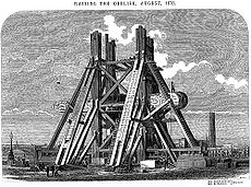 August - Cleopatra's Needle (horizontal) being raised in London. Raising the obelisk.jpg