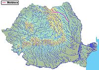 tok řeky na mapě Rumunska