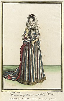 'Femme de Qualité en Deshabille d'Esté', aus: Recueil des modes de la cour de France, Paris 1684