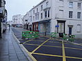 Roadworks at Cross Street, Ryde, Isle of Wight in November 2011. A hole had appeared in the road forcing it to be closed. This was due to poor weather in recent months causing the road to deteriorate. Later in November it was repaired and re-opened to traffic.