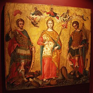 Saints Sergius and Bacchus and Saint Justina of Padua, by Michael Damaskinos, 16th century