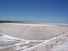 Teams had to fill eight sacks with salt in Salinas del Bebedero. Salinas del Bebedero.jpg