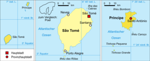 The third partial map shows the two Tinhosa Islands south of Principé