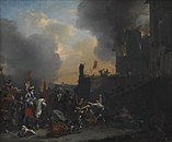 Soldiers Looting and Burning a Convent, 1642 – 1678, oil on canvas medium QS:P186,Q296955;P186,Q12321255,P518,Q861259