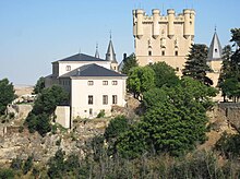 Prince Charles was entertained at the Alcazar of Segovia on his journey from Madrid to Santander. Segovia Alcazar July 2013.jpg