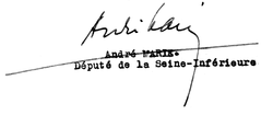 André Marie aláírása