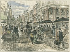 Trams on Spencer Street, 1889