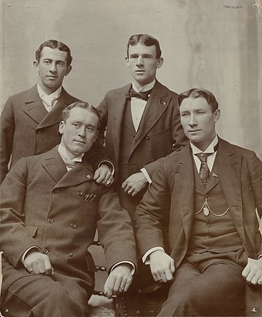 Baltimore Orioles' Hall of Fame players "Wee Willie" Keeler, Joe Kelley, John McGraw, and Hughie Jennings, circa 1894