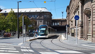 Tramway station Gare Centrale (aérienne) in Strasbourg, France