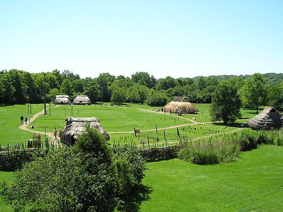 Partially reconstructed Fort Ancient settlement at SunWatch Indian Village