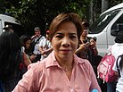 Susan Enriquez at the media coverage of SC decision on Marcos burial and protests Nov 2016.jpg