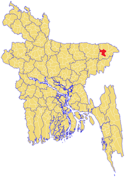 Location of سلہٹ صدر ذیلی ضلع