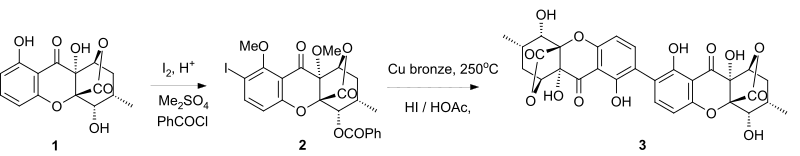 Synthesis of Ergoflavin via dimerisation 2-iodo-hemiegoflavin monomers Synthesis of Ergoflavin.svg