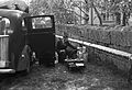 Technician recording a radio programme by a broadcast van for sound, 1939..jpg