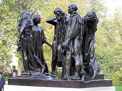 Auguste Rodin, The Burghers of Calais, 1884–c. 1889, in Victoria Tower Gardens, London, England.