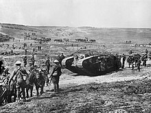 A tank of C Company moving up on 15 September 1916 The Battle of the Somme, July-november 1916 Q5572.jpg