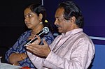 The Director Girish Kasaravalli and the National Award Winner Actress of film 'Hasina', Tara at a Press Conference during the ongoing 36th International Film Festival of India - 2005 in Panaji, Goa on December 3, 2005.jpg