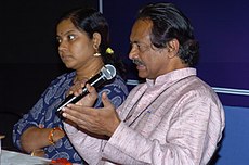 The Director Girish Kasaravalli and the National Award Winner Actress of film ‘Hasina’, Tara at a Press Conference during the ongoing 36th International Film Festival of India – 2005 in Panaji, Goa on December 3, 2005.jpg