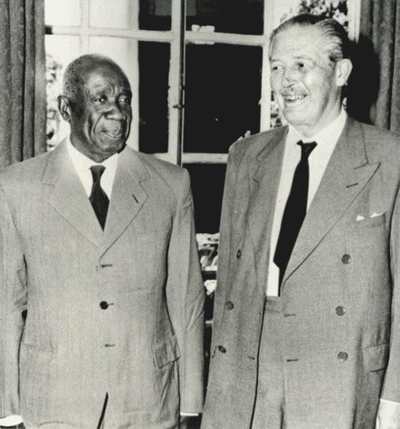 Macmillan meets the Litunga of the Barotse in Northern Rhodesia, 1960