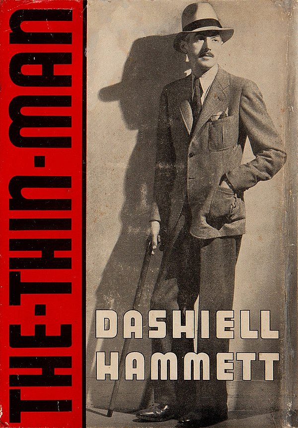 Novelist Dashiell Hammett on the cover of his most famous book, in 1934.