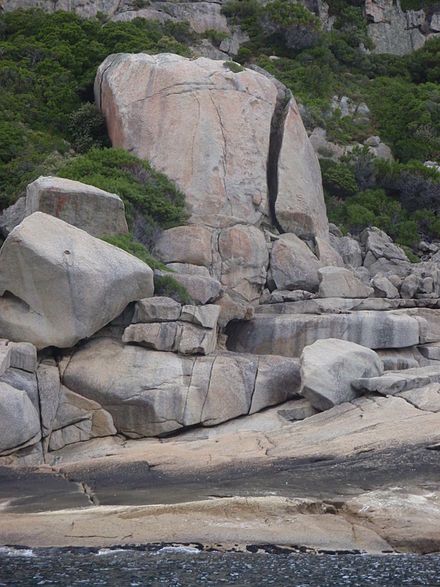 View of the split rock from above the main engine.